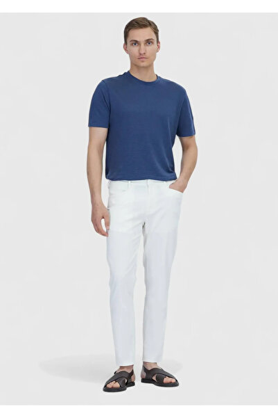 Ramsey Μπλουζάκι Indigo Plain Crew Neck 100% λινό