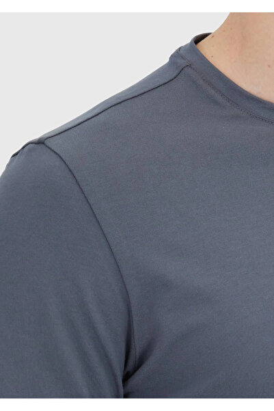 Ramsey Gray Plain Crew Neck Cotton Blended T-Shirt