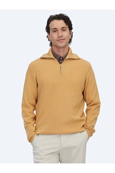 Kip Pulover din tricot jacquard cu guler polo Safran