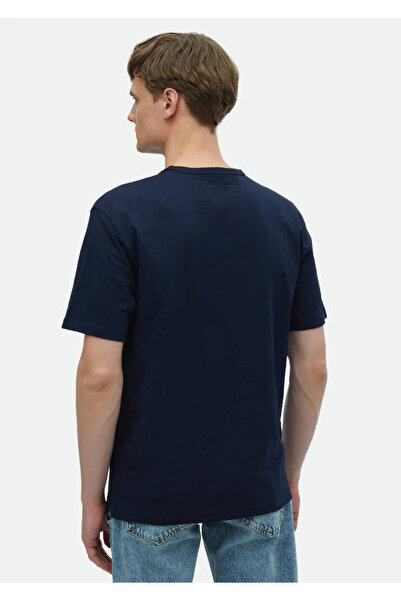 Ramsey Μπλουζάκι με λαιμόκοψη 100% βαμβακερό Navy Blue