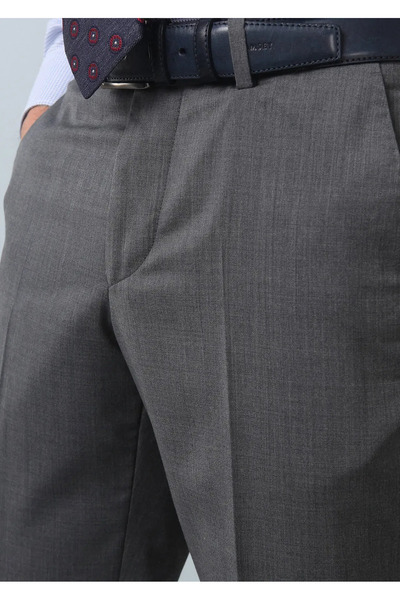 Ramsey Γκρι ίσιο ύφασμα Modern Fit Classic 100% μάλλινο παντελόνι