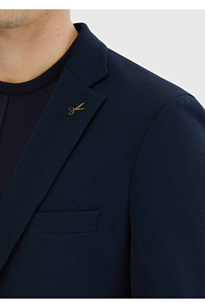 Ramsey Navy Blue Plain Comfort Fit Knitted Suit
