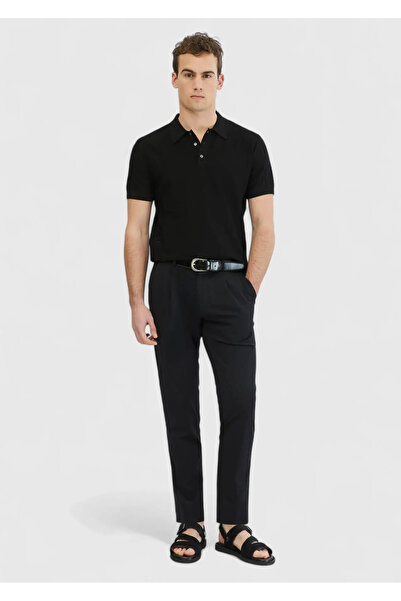 Ramsey Μαύρο πλεκτό ζακάρ με λαιμό πόλο