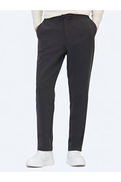 Kip Μαύρο ριγέ υφαντό παντελόνι Jogging Fit Casual