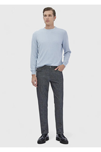 Ramsey Anthracite Plain Woven Slim Fit Casual Παντελόνι από Βαμβακερό Μείγμα