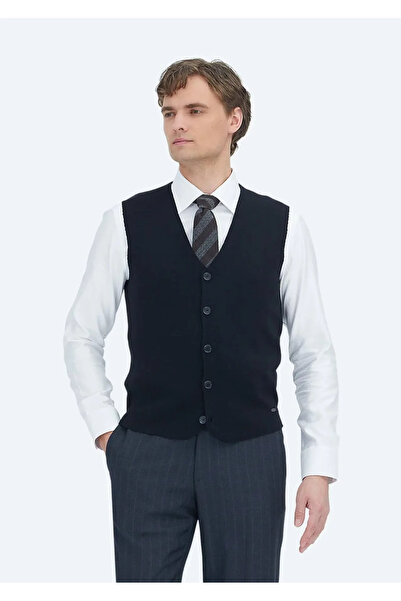 Ramsey Black Regular Fit V-Neck Casual Knitted Sweater Vest