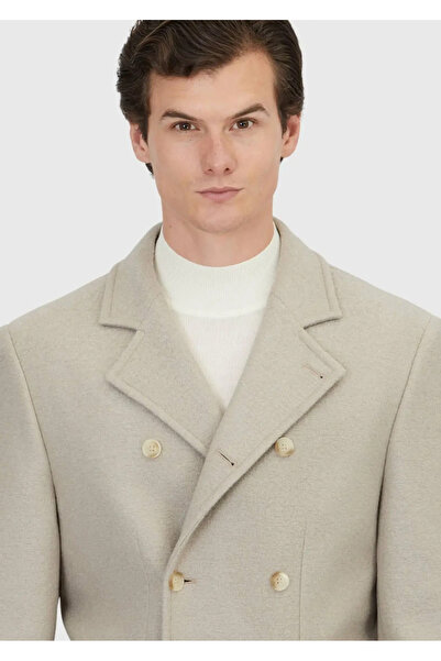 Ramsey Mink Regular Fit Double Breasted Collar Casual Woven Coat