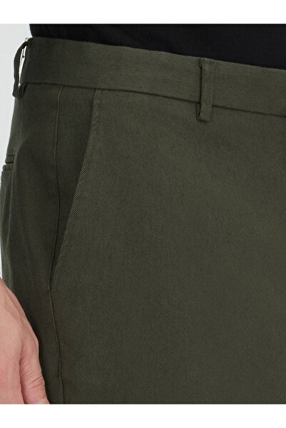 Kip Pantaloni casual din amestec de bumbac, cu țesătură dreaptă, verde deschis