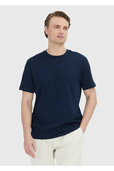 Ramsey Navy Blue Plain Crew Neck 100% Cotton T-Shirt