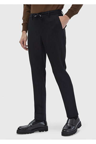 Ramsey Παντελόνι από 100% βαμβάκι με ρίγες μπλε Navy