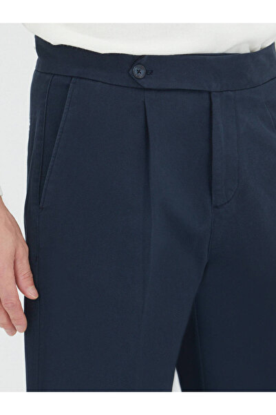 Kip Pantaloni casual din amestec de bumbac țesut albastru bleumarin