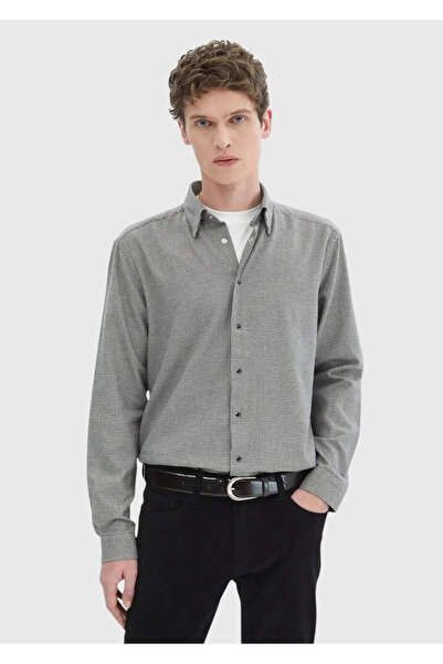 Ramsey Темно-сіра сорочка з візерунком, вільного крою, 100% бавовна