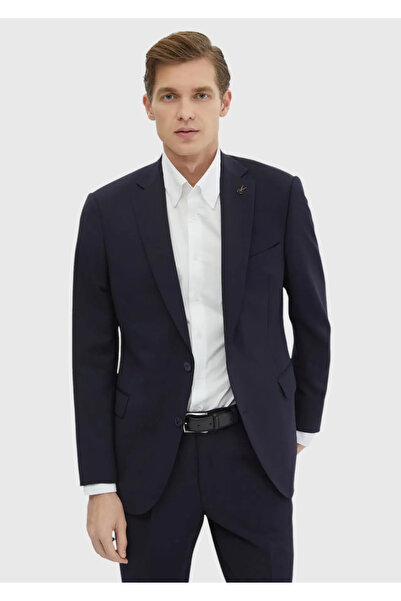 Ramsey Navy Blue Plain Regular Fit 100% Wool Suit