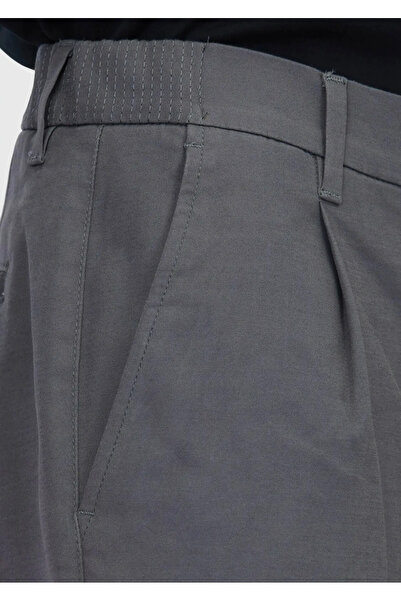 Ramsey Γκρι ίσιο υφαντό παντελόνι Jogging Fit Casual από βαμβακερό μείγμα