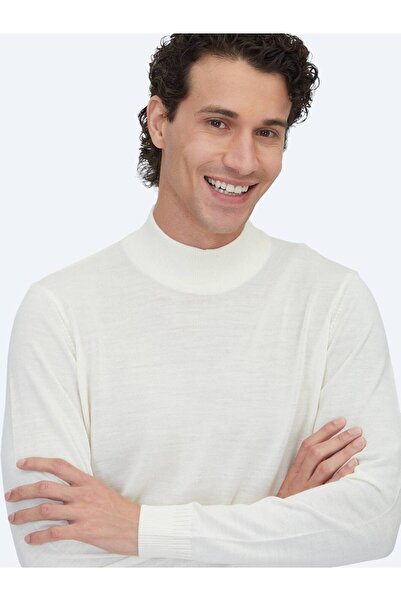 Kip Πουλόβερ από μάλλινο μείγμα ζακάρ με μισό ζιβάγκο εκρού