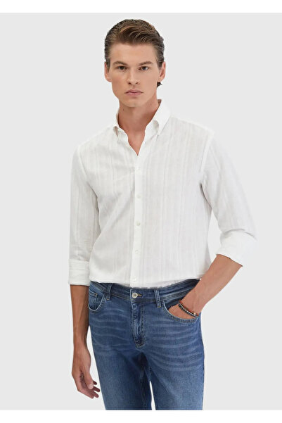 Ramsey Біла пряма повсякденна сорочка з бавовняної суміші