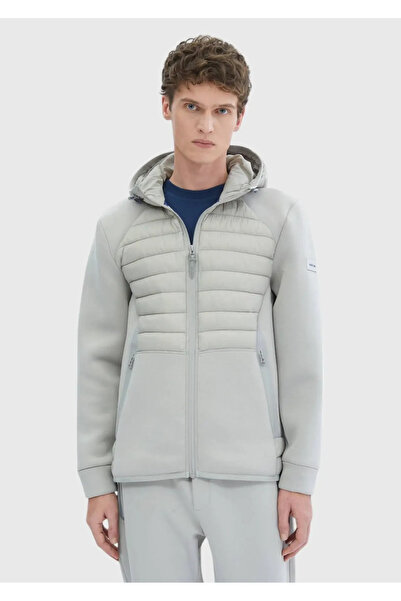 Ramsey Gri Regular Fit Kapüşonlu Denim Dokuma Mont