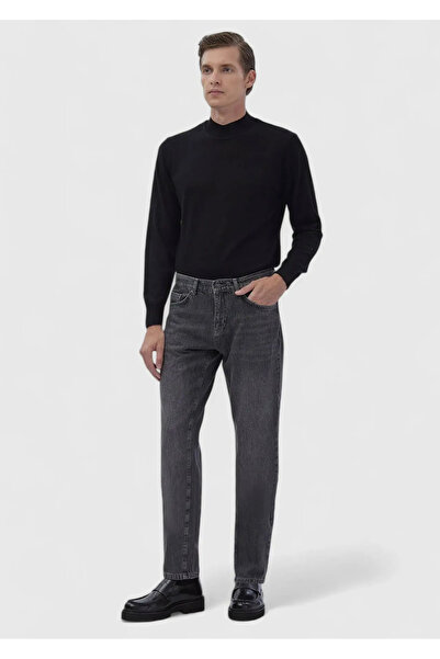 Ramsey Dark Gray Straight Regular Fit Denim 100% Cotton Trousers