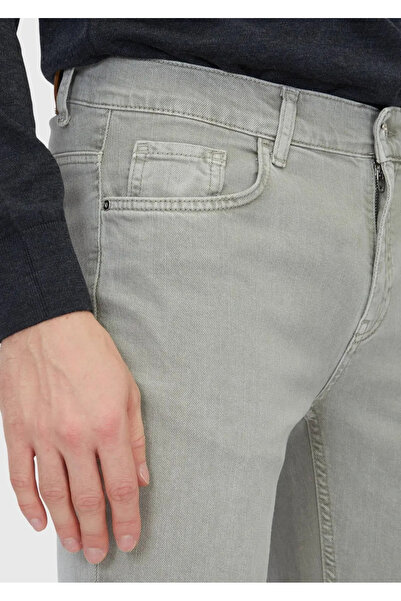 Ramsey Light Green Plain Slim Fit Denim Cotton Blend Trousers