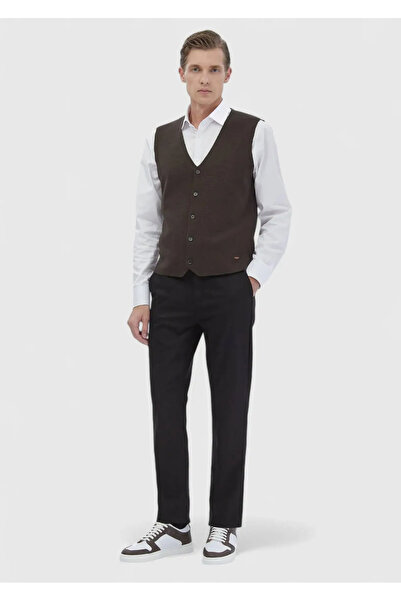 Ramsey Brown Plain Knit Knitwear Vest