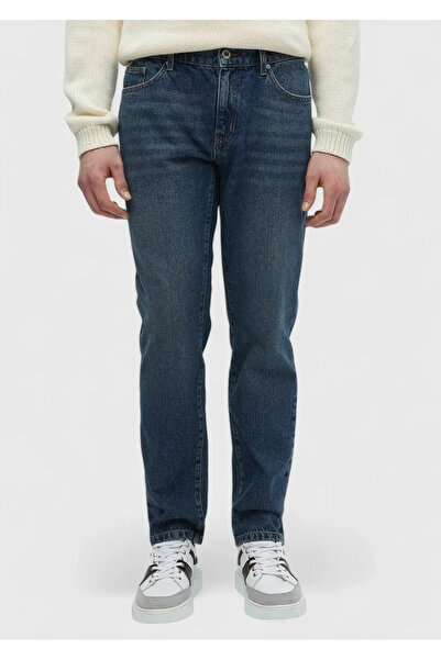 Ramsey Παντελόνι Navy Blue Straight Regular Fit τζιν 100% βαμβάκι