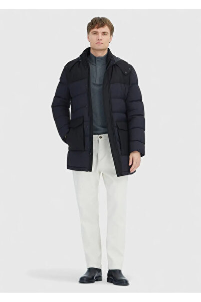 Ramsey Black Regular Fit Hooded Classic Woven Coat