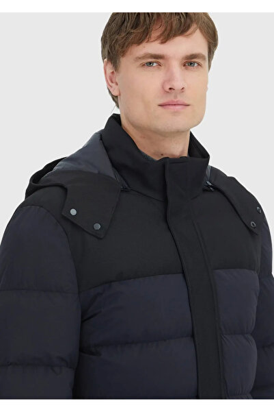 Ramsey Black Regular Fit Hooded Classic Woven Coat