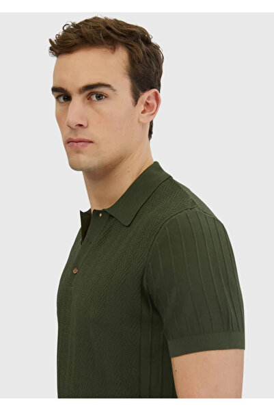 Ramsey Πλεκτά ζακάρ με λαιμόκοψη χακί πόλο
