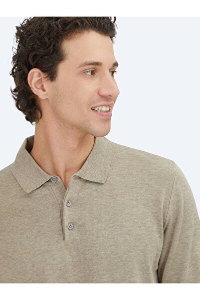 Kip Бежевий светр з поло-комірцем, прямий в'язка