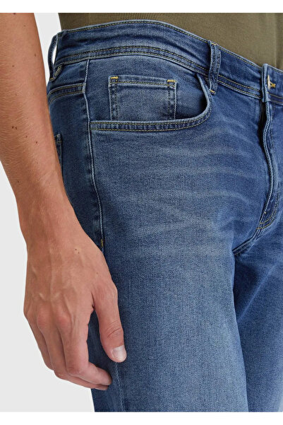 Ramsey Indigo Straight Slim Fit Denim Cotton Blend Pants