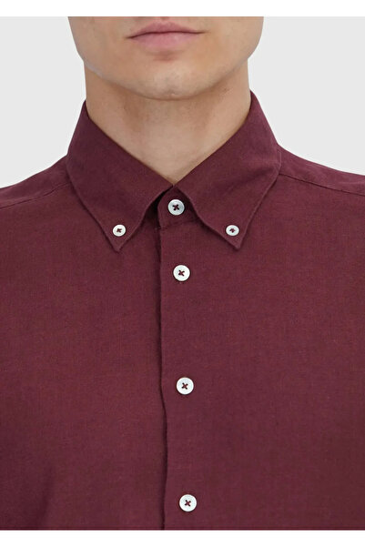 Ramsey Pomegranate Flower Straight Casual Fit Woven Casual Cotton Blend Shirt