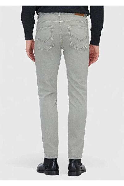 Ramsey Light Green Plain Slim Fit Denim Cotton Blend Trousers