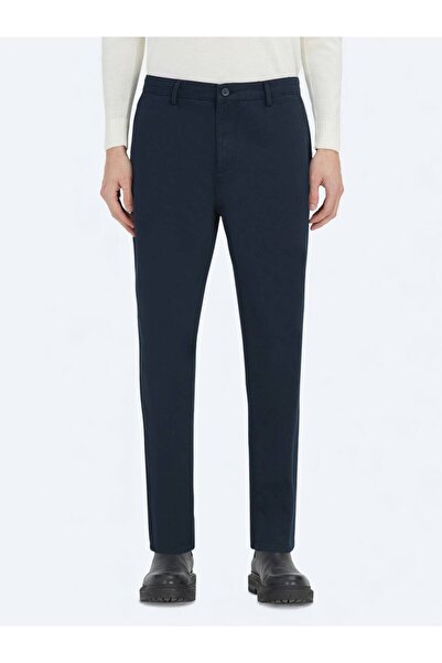 Kip Pantaloni casual din amestec de bumbac, cu țesătură bleumarin, cu potrivire relaxată