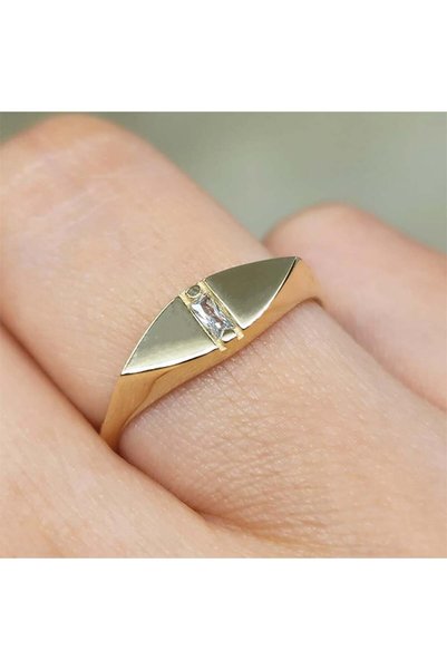 FasekGold Gümüş Yüzük - Gümüş Mekik Tasarım Signity Swaroski Modern Tarz Mini...