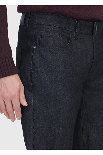 Ramsey Black Straight Slim Fit Denim Cotton Blended Trousers