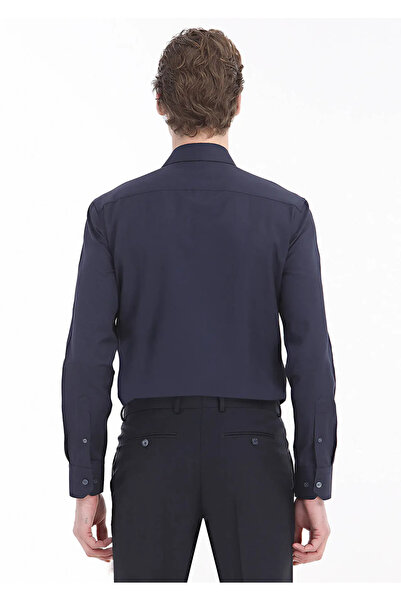 Ramsey Πουκάμισο με κανονική εφαρμογή Navy Blue Classic από βαμβακερό μείγμα