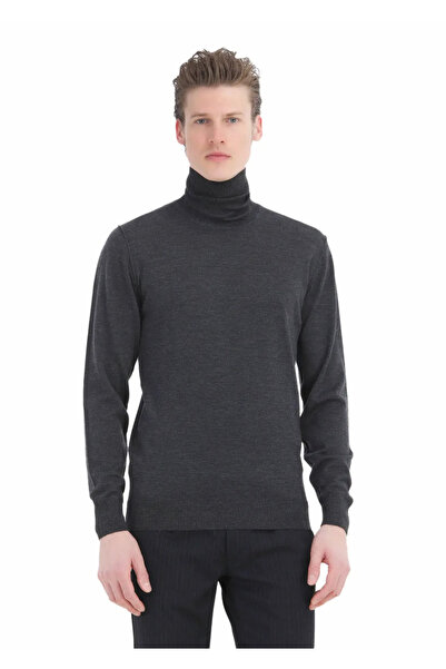 Ramsey Антрацит, повний рибальський комір, прямий плетіння, 100% вовняний трикотажний светр