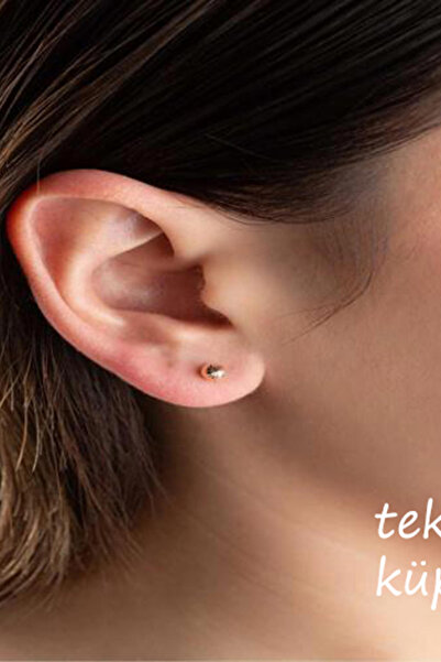 Bayar Gold 14 Ayar Altın Tekli Kalemli Top Küpe