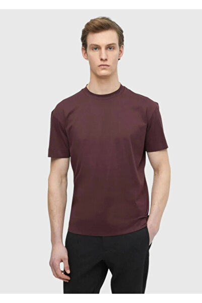 Ramsey Burgundy Plain Crew Neck 100% Cotton T-Shirt