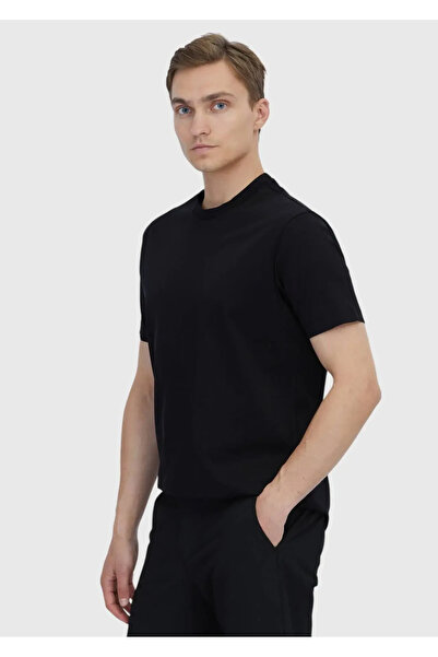 Ramsey Μαύρο μπλουζάκι Jacquard Crew Neck 100% βαμβάκι