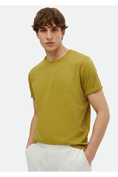 Ramsey Crew Neck 100% Cotton Oil Green Printed T-Shirt