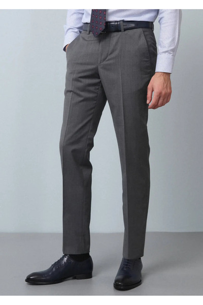Ramsey Γκρι ίσιο ύφασμα Modern Fit Classic 100% μάλλινο παντελόνι