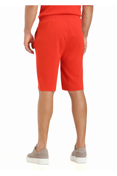 Ramsey Orange Regular Fit Plain Knitted Sports Bermuda