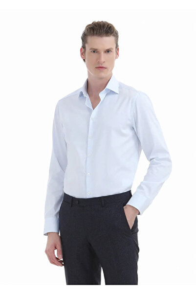 Ramsey Light Blue Plain Slim Fit Woven Classic 100% Cotton Shirt