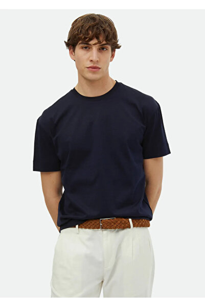 Ramsey Μπλουζάκι με λαιμόκοψη Navy Blue ριγέ 100% βαμβάκι