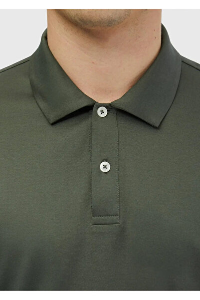 Ramsey Khaki Plain Polo Neck 100% Cotton T-Shirt