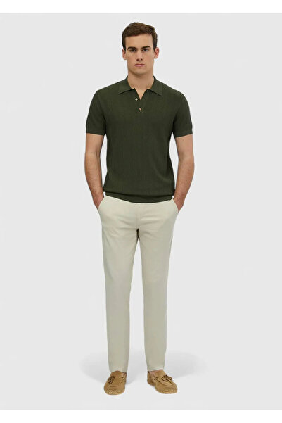 Ramsey Πλεκτά ζακάρ με λαιμόκοψη χακί πόλο