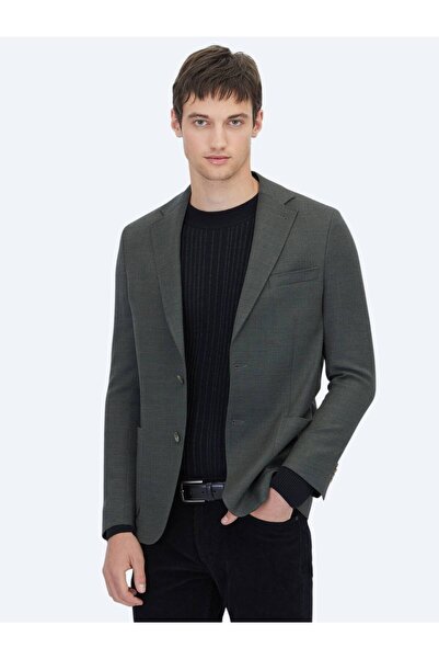 Kip Khaki Modern Fit Wool Blend Jacket