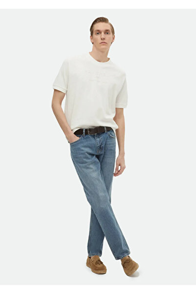 Ramsey Ecru Crew Neck 100% Cotton T-Shirt - Printed