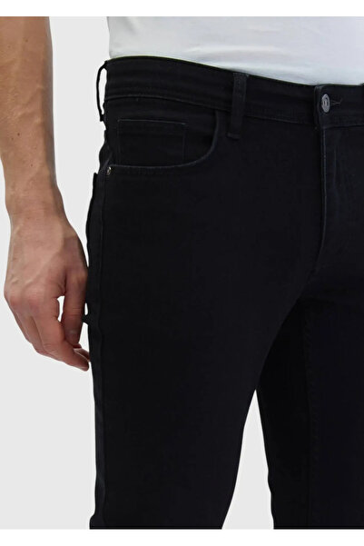 Ramsey Μαύρο ίσιο παντελόνι με λεπτή εφαρμογή τζιν βαμβακερό μείγμα